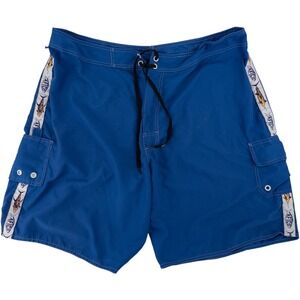 AFTCO Board Shorts Mens 38 Blue Fish Fishing Pool Outdoor Beach Surf Swim Trunks